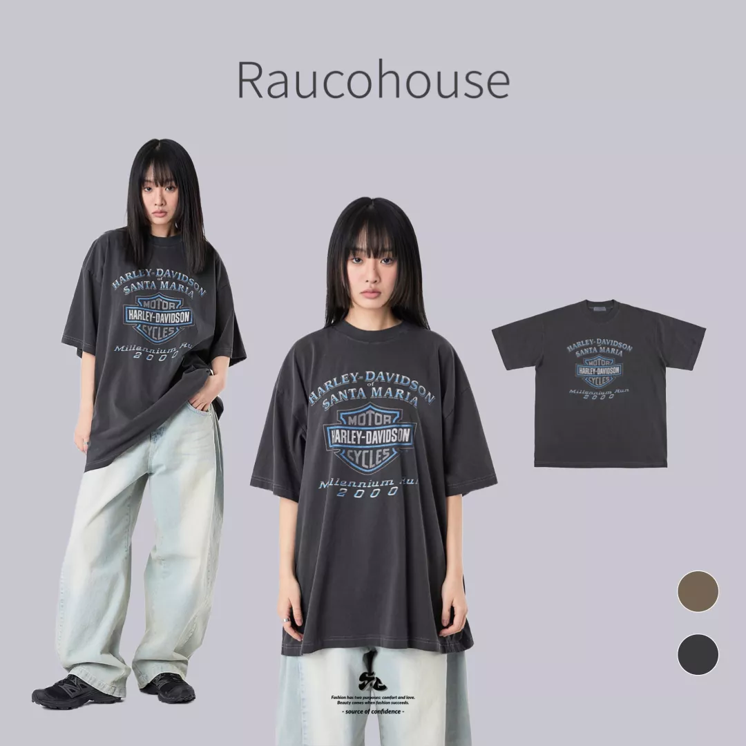 Raucohouse HARLEY-DAVIDSON 2000復古標誌仿舊 短Tee