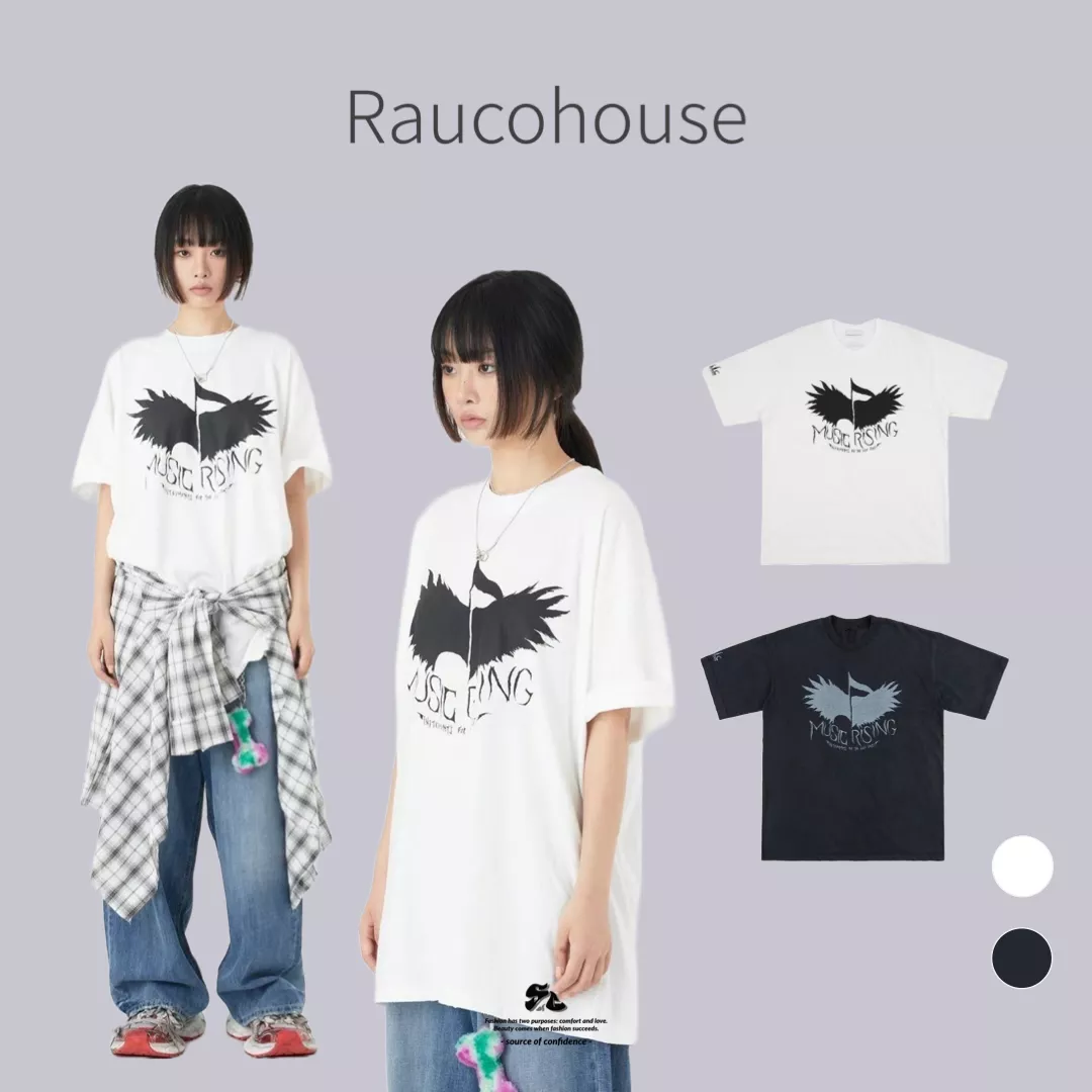 Raucohouse MUSIC RISING圖騰印花仿舊 短Tee