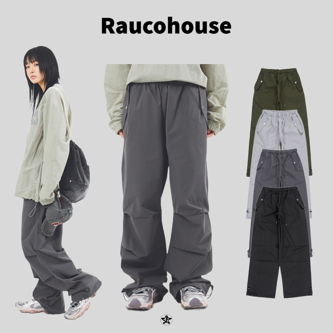 Raucohouse 尼龍打褶翻蓋口袋縮口褲