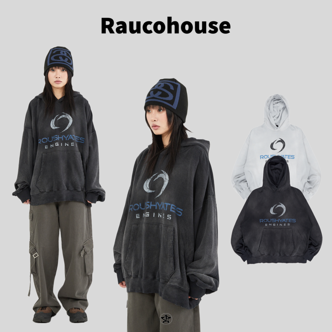 Raucohouse ROUSHYATES水洗破損仿舊印花帽Tee