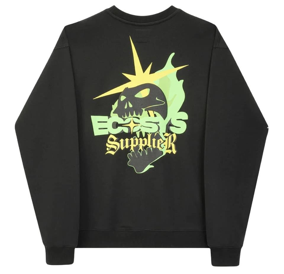 SUPPLIER X ECOSYS Flame Skull Crewneck大學Tee