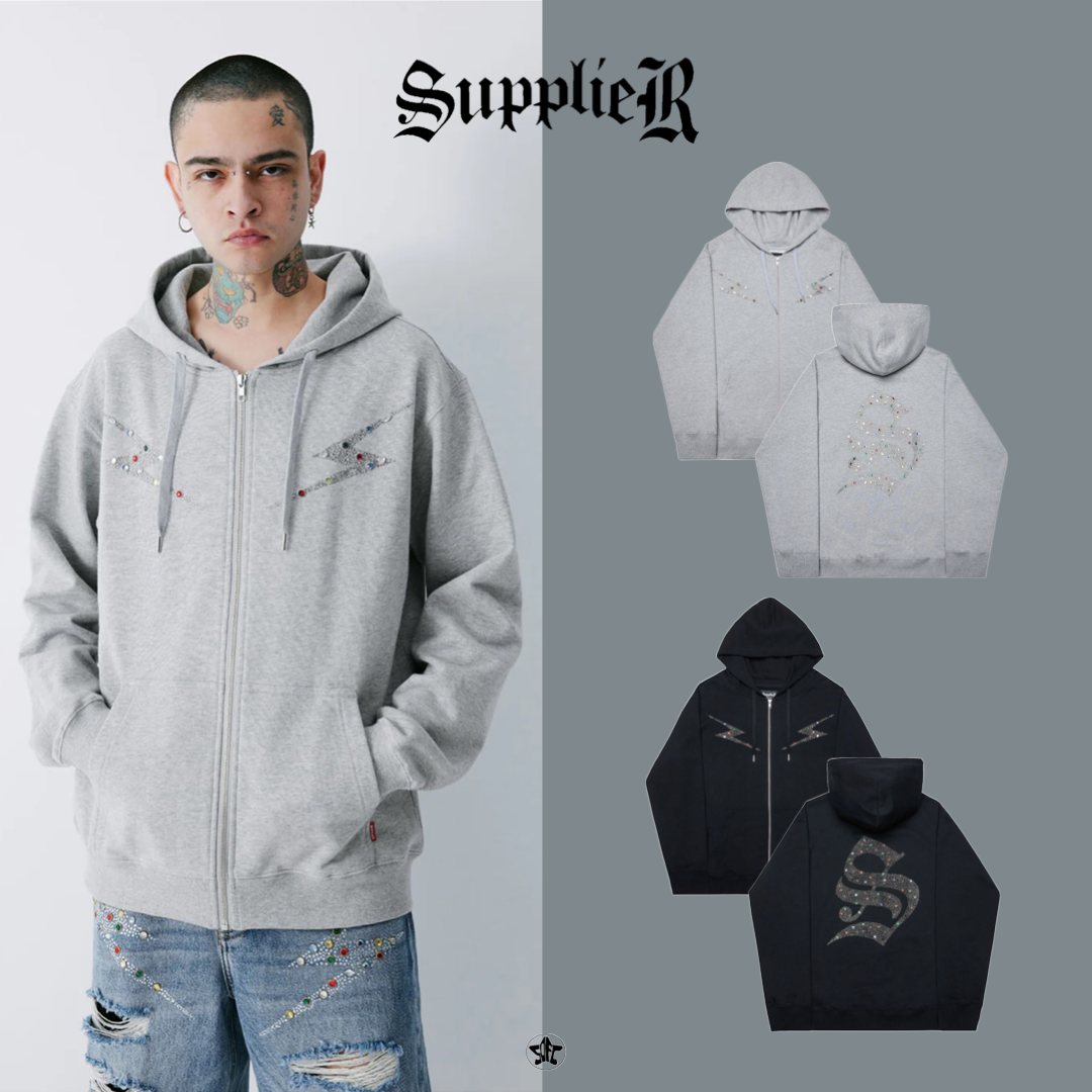 SUPPLIER Lightning Rhinestone Zip Hoodie連帽外套