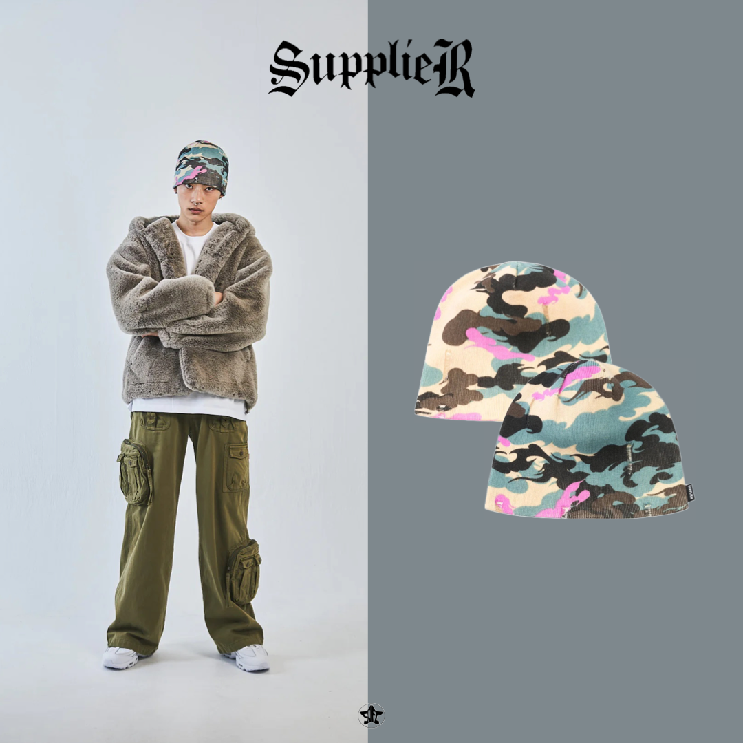 SUPPLIER Disstressed Kemuri Camo Beanie毛帽