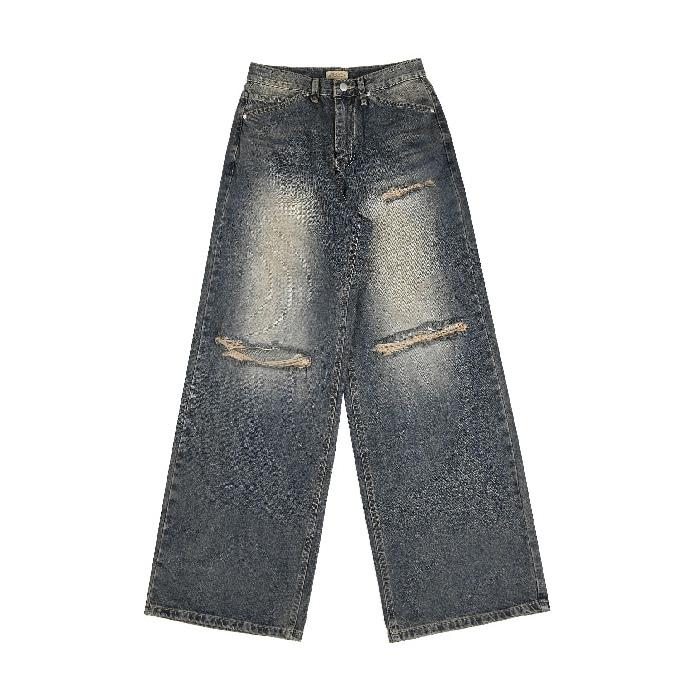 aeae STITCH WASHED JEANS仿舊牛仔寬褲