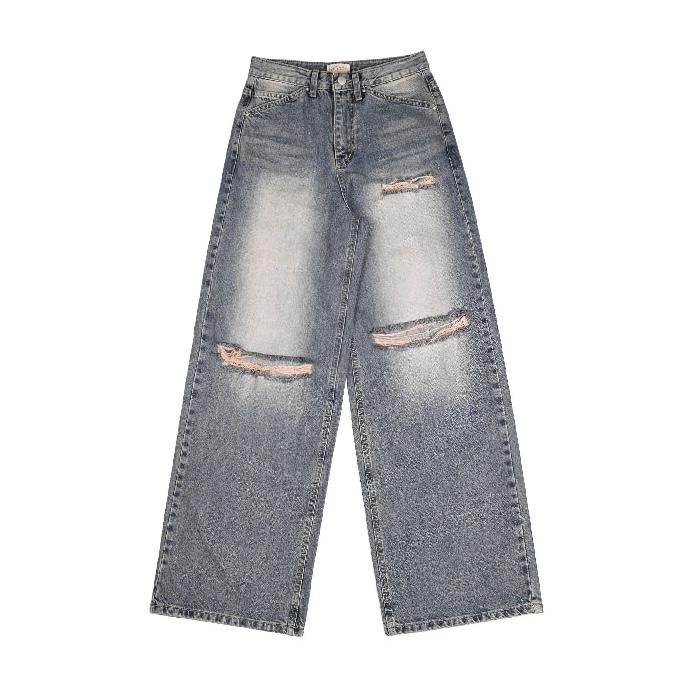 aeae STITCH WASHED JEANS仿舊牛仔寬褲