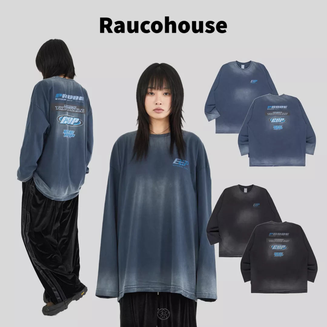 Raucohouse 美式水洗漸層仿舊長Tee