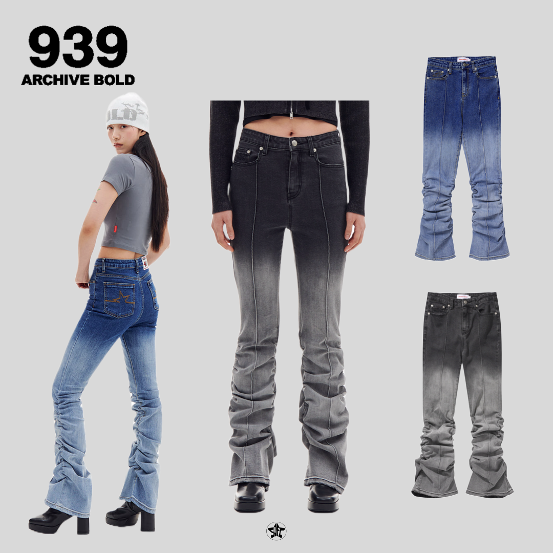 ARCHIVE BOLD 939 BOOTSCUT SHIRRING DENIM PANTS堆積喇叭牛仔褲