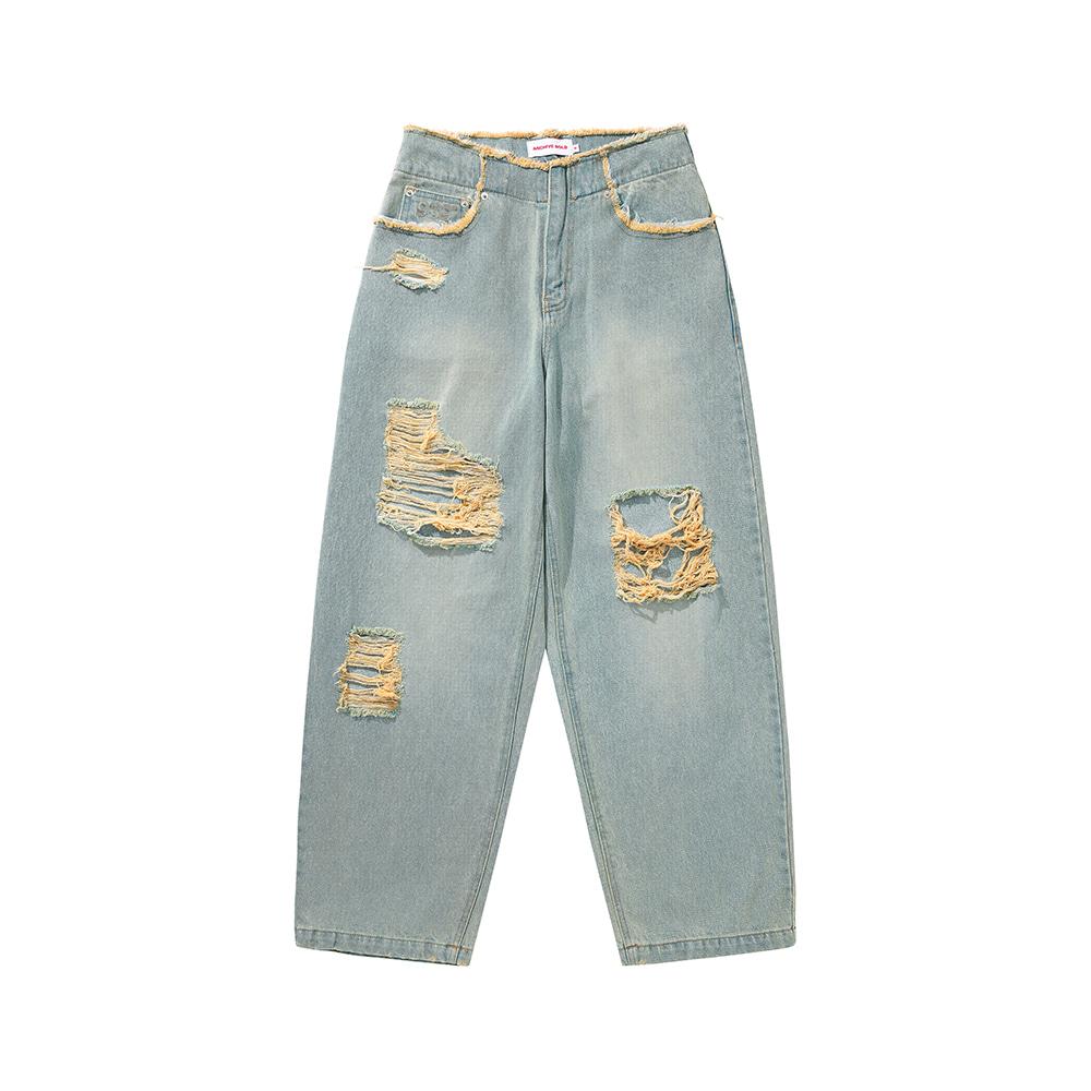 ARCHIVE BOLD 939 DESTROYED DENIM PANTS抽鬚水洗牛仔褲