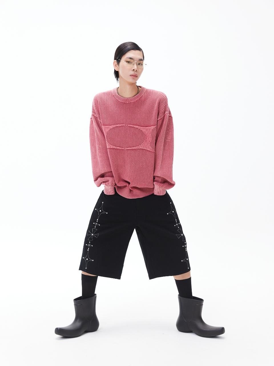 CRITIC WORMHOLE LOGO NATURAL DYEING MESH KNIT大學Tee