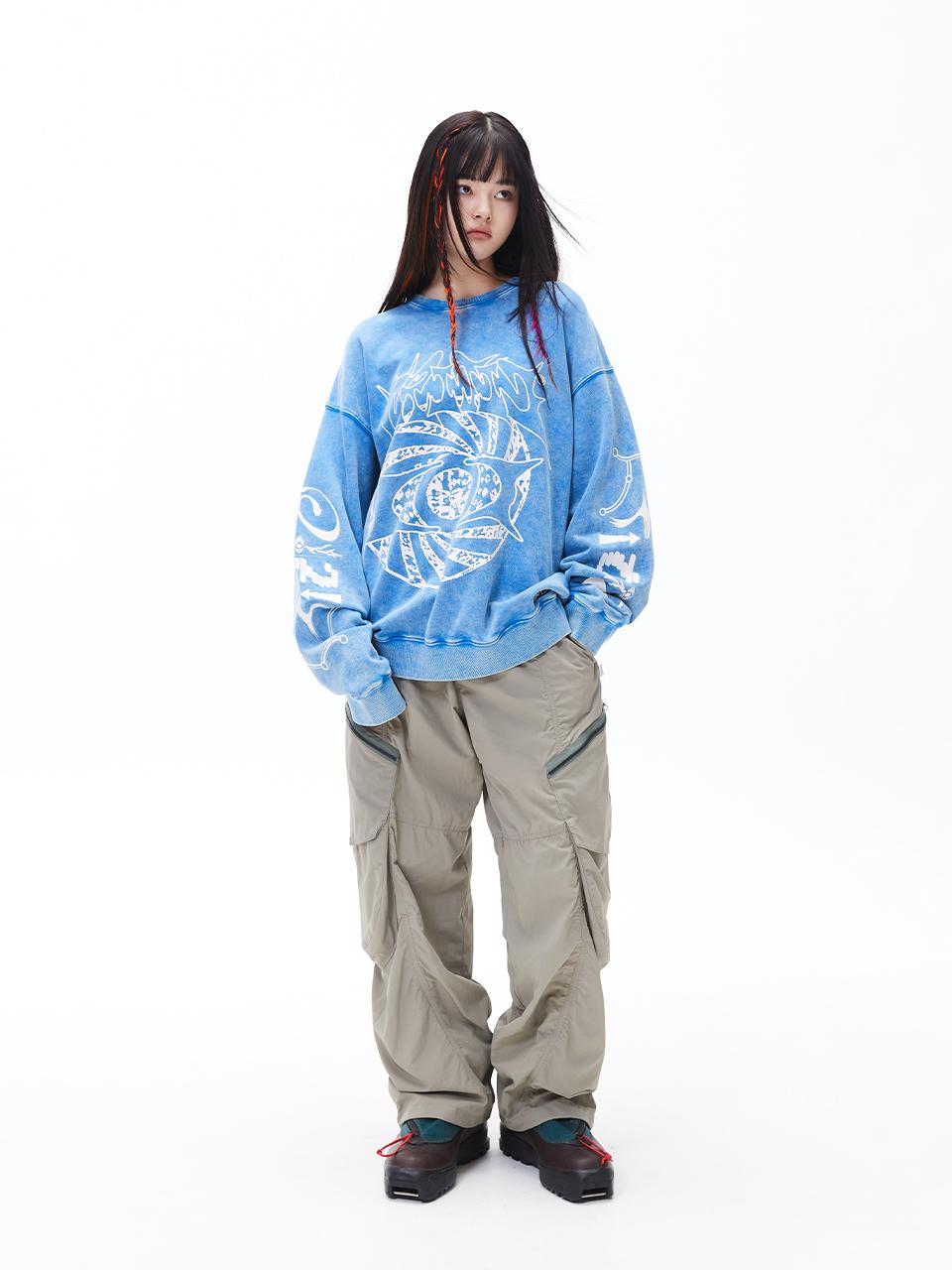 CRITIC WORMHOLE SNOW DYEING SWEATSHIRTS水洗大學Tee