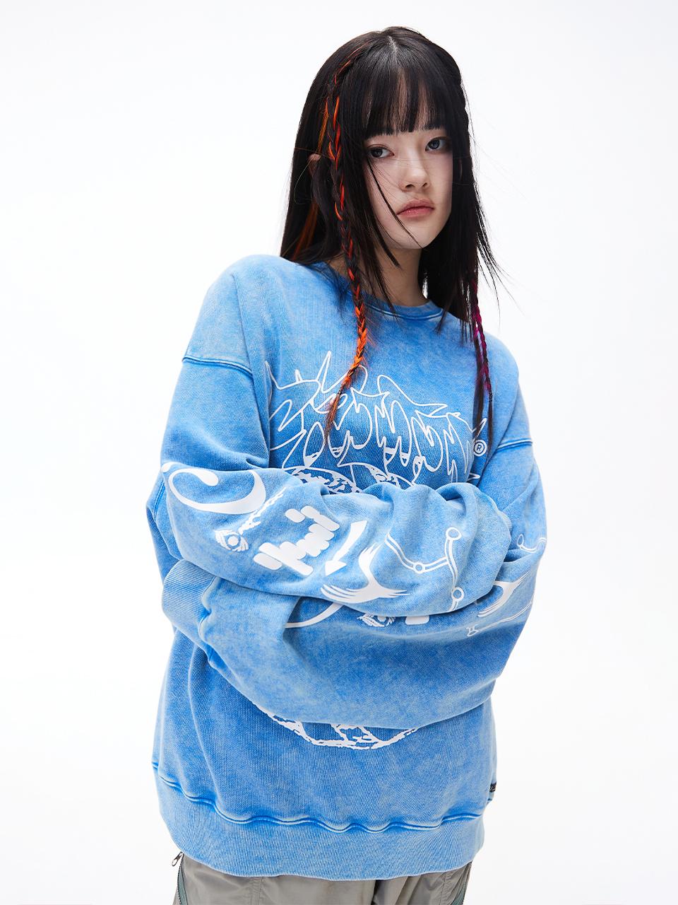 CRITIC WORMHOLE SNOW DYEING SWEATSHIRTS水洗大學Tee