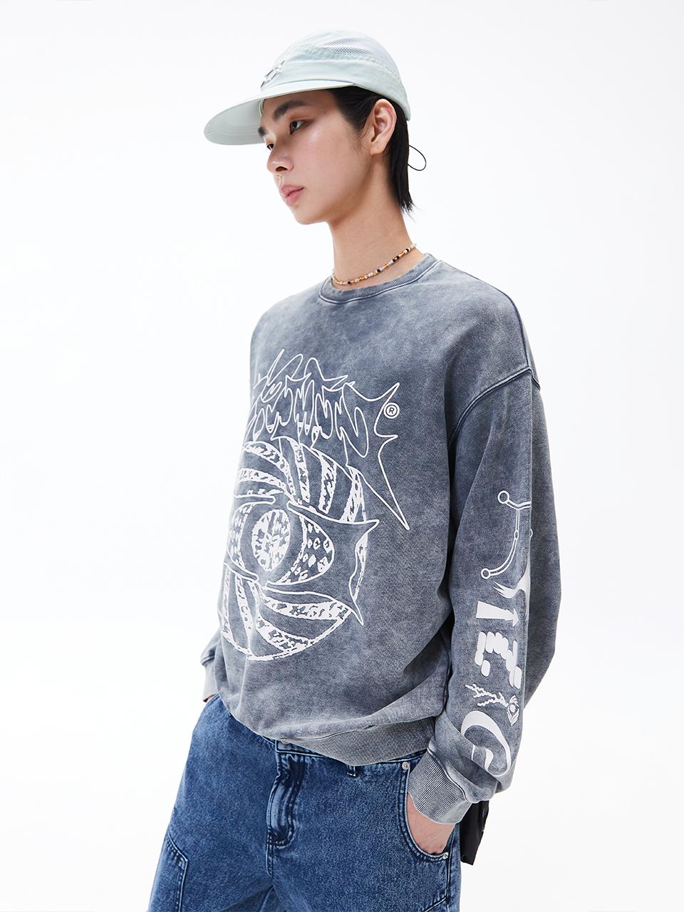 CRITIC WORMHOLE SNOW DYEING SWEATSHIRTS水洗大學Tee