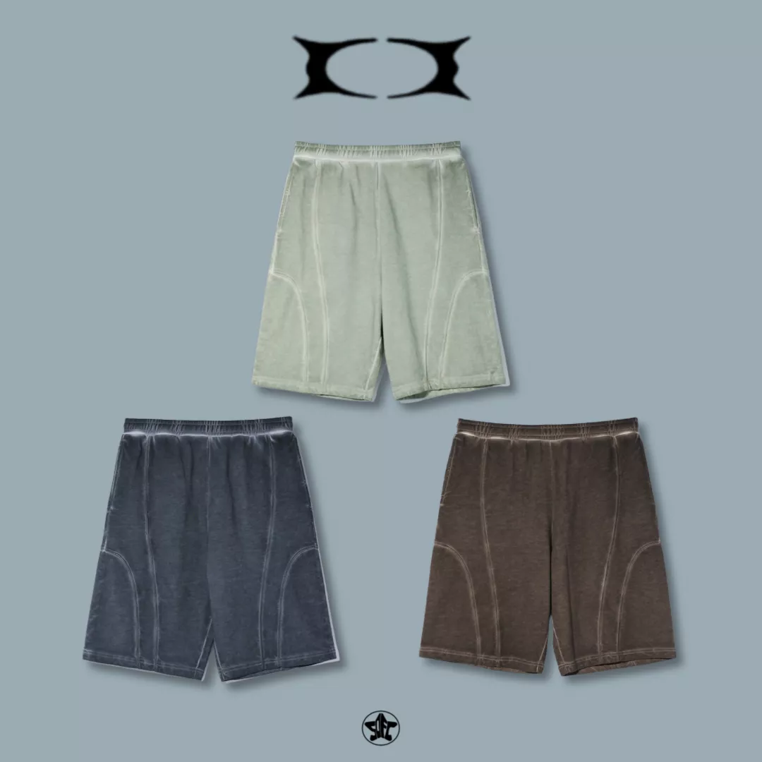 CRITIC WORMHOLE WASHED SHORT PANTS線面板短褲