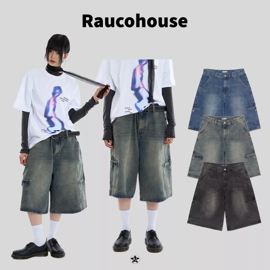 Raucohouse 水洗仿舊口袋七分褲