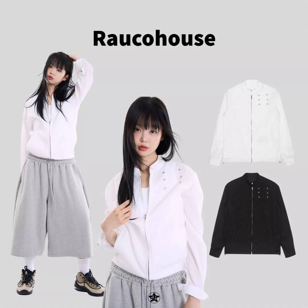 Raucohouse亞麻透膚孔環罩衫夾克