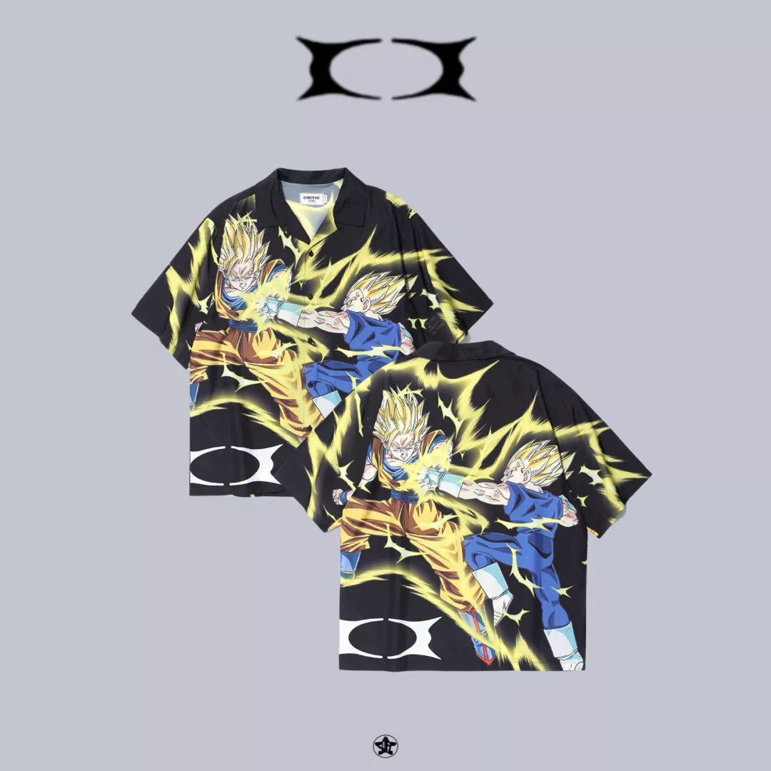 CRITIC X DRAGON BALL Z SON GOKU VS MAJIN VEGETA OPEN COLLAR SHIRT