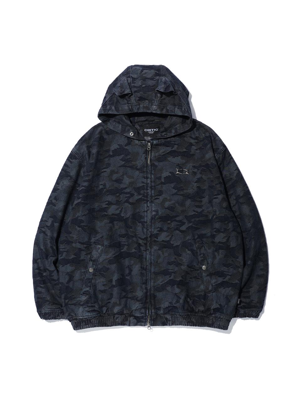 CRITIC DEVIL EARS CAMO WASHING SET UP DENIM HOODY ZIP UP