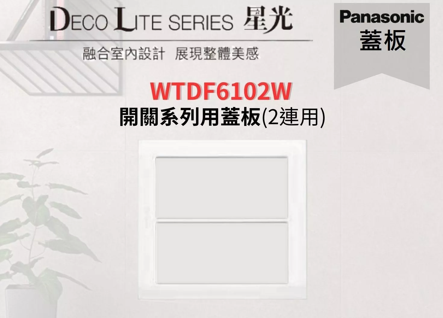 【文成】國際牌星光系列蓋板  WTDF6102W 開關系列用蓋板(2連用)