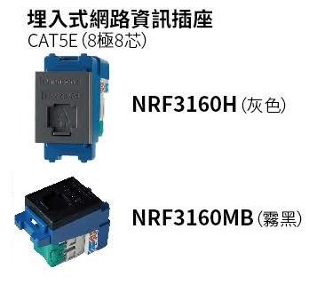 【文成】國際牌GLATIMA系列單品 網路資訊插座CAT5E(8極8芯)NRF3160H灰/NRF3160MB霧黑