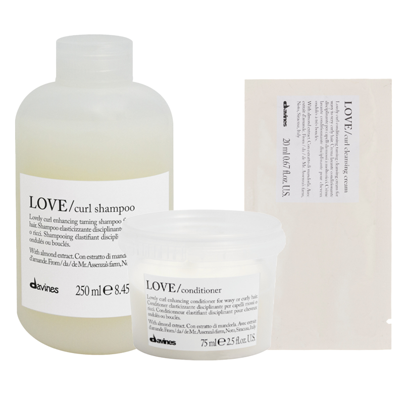 Love Curl | Zestaw do włosów kręconych: szampon 250ml + krem 20ml + odżywka 75ml