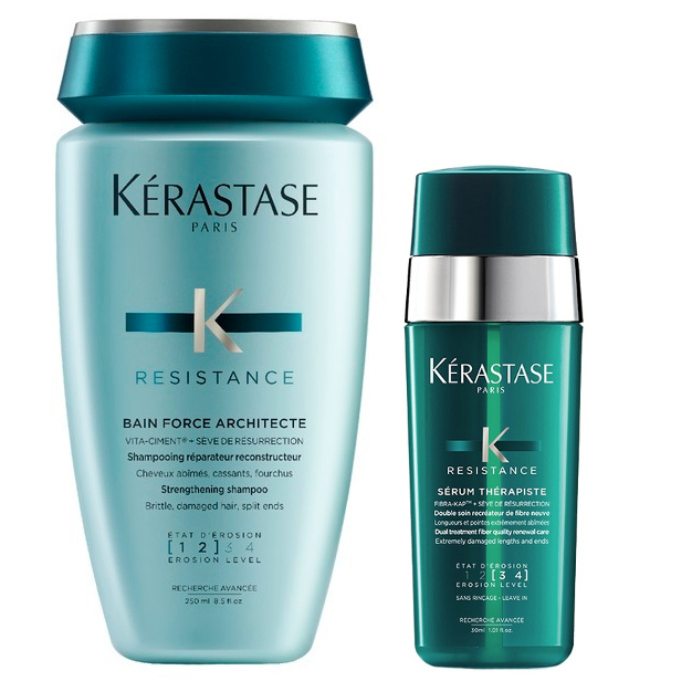 Force Architecte Bain and Therapiste | Zestaw do włosów: kąpiel odbudowująca 250ml + serum do zniszczonych końcówek 30ml