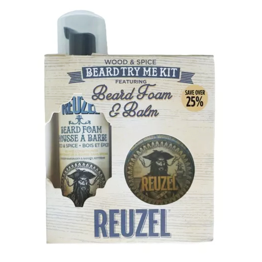 Reuzel Beard Try Me Kit Wood and Spice | Zestaw do pielęgnacji brody dla mężczyzn: pianka do brody 70ml + balsam do brody 35g