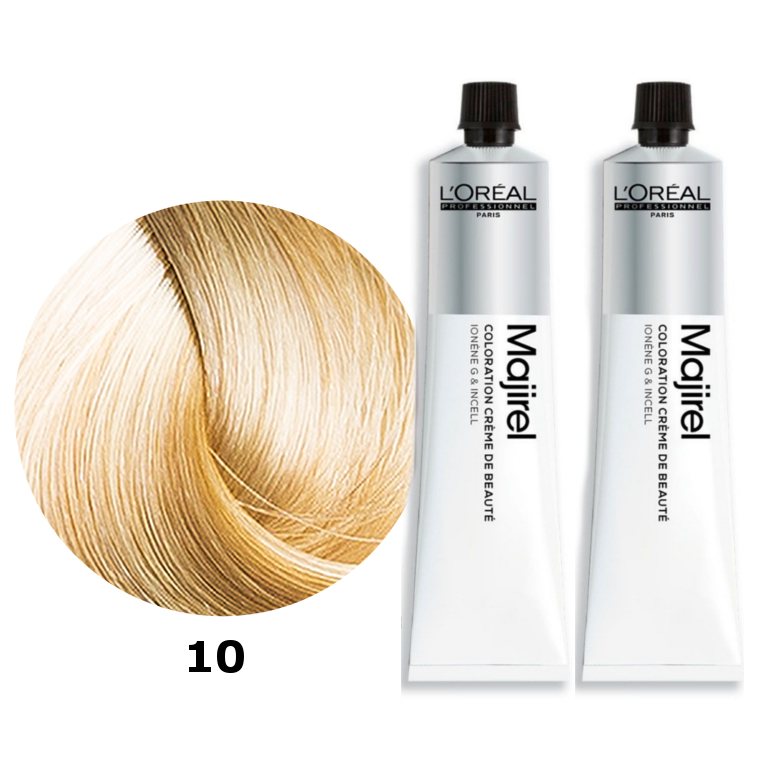 L'Oréal Professionnel Majirel | Zestaw: trwała farba do włosów - kolor 10 bardzo bardzo jasny blond 2x50ml