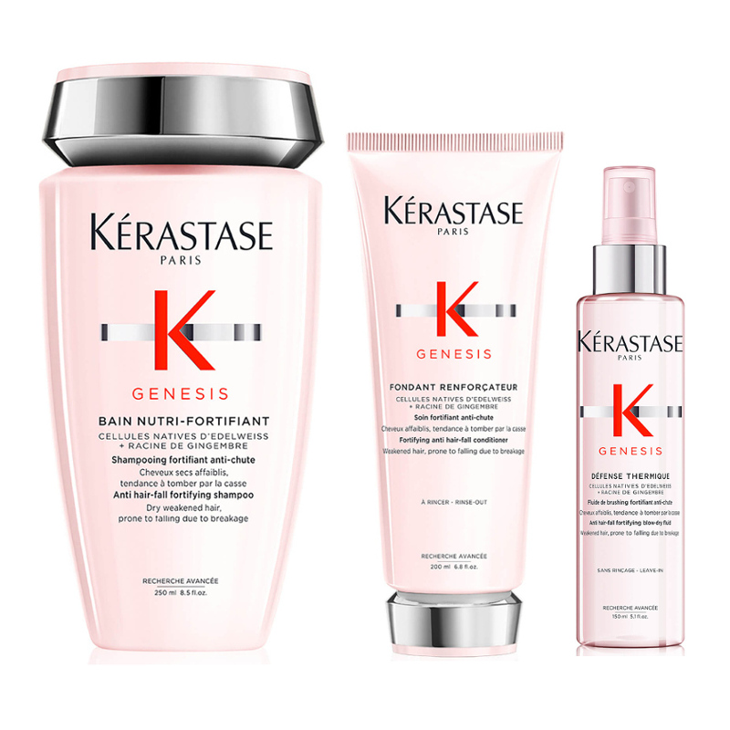 Kérastase Genesis | Zestaw wzmacniający przeciw wypadaniu i łamaniu włosów: kąpiel 250ml + odżywka 200ml + termoochronne mleczko 150ml