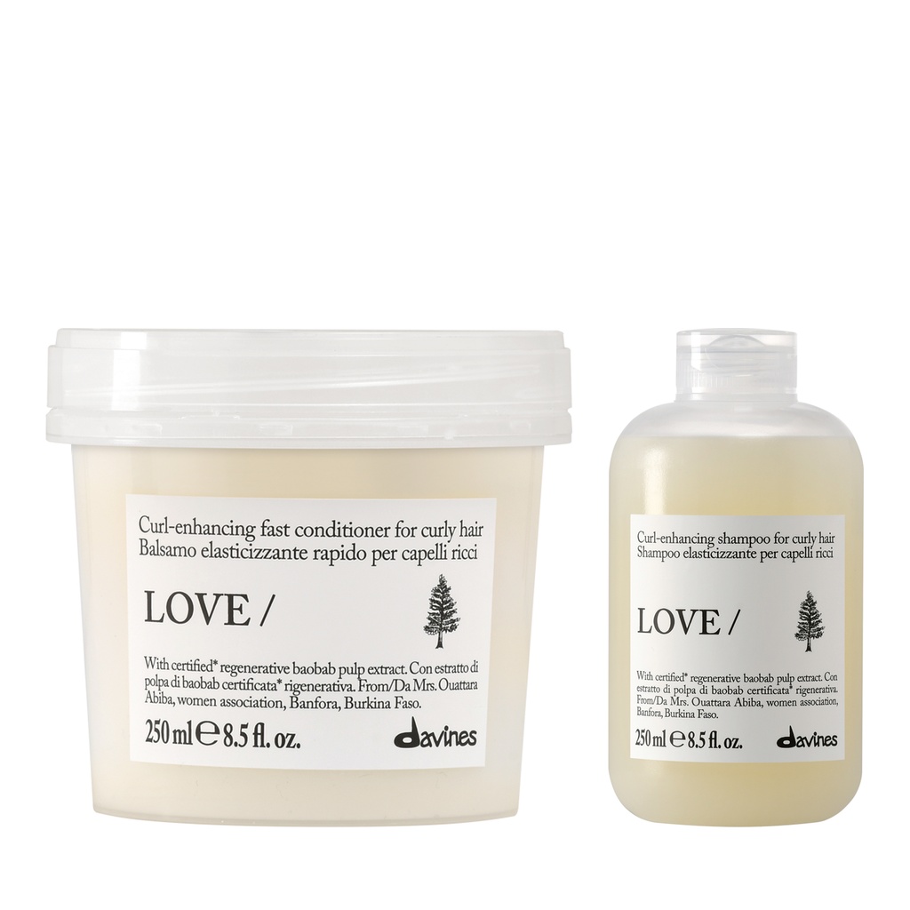 Davines Love Curl | Odżywka uelastyczniająca i dyscyplinująca do włosów kręconych i falowanych 250ml + Nawilżający szampon podkreślający skręt do loków 250ml zestaw