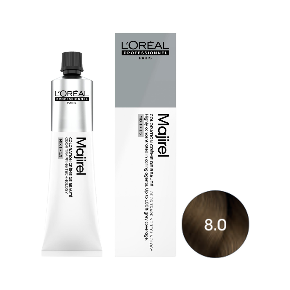 L'Oréal Professionnel Majirel | Trwała farba do włosów - kolor 8.0 głęboki jasny blond 60ml