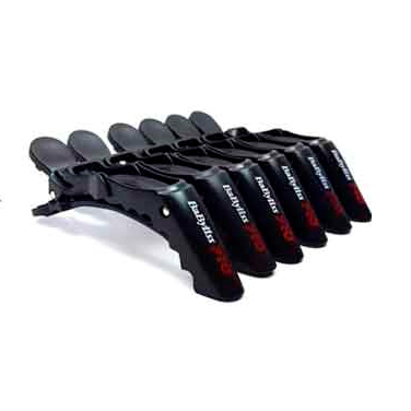 BaBylissPRO Croco Clips Black | Klipsy do włosów 6szt. - czarne