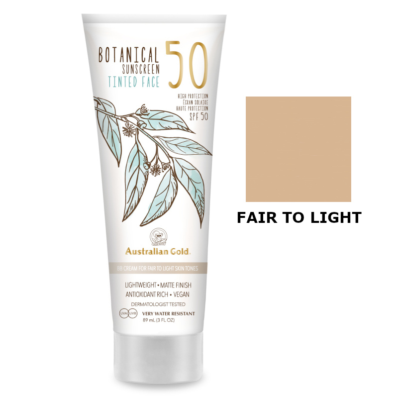 Australian Gold SPF50 Botanical Tinted Face | Przeciwsłoneczny krem BB do twarzy - Fair to Light 89ml