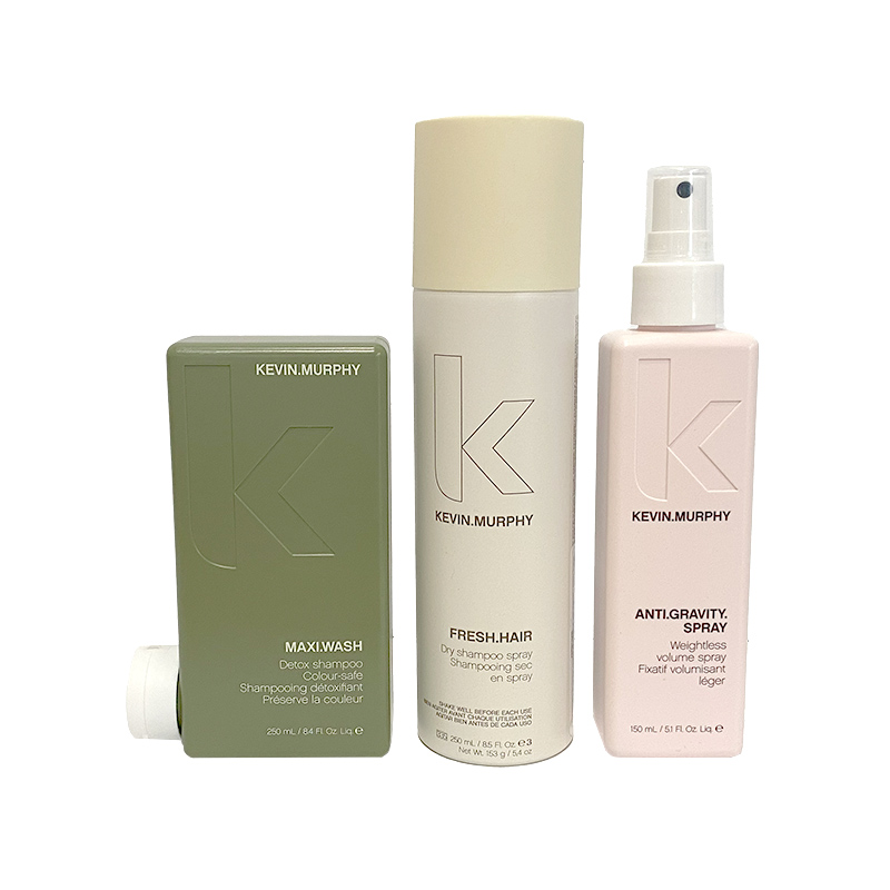 Kevin Murphy Maxi.Wash + Fresh.Hair Areosol + Anti.Gravity.Spray | Zestaw do stylizacji: głęboko oczyszczający szampon 250ml + suchy szampon 250ml + spray unoszący od nasady 150ml