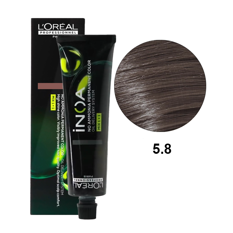 L'Oréal Professionnel iNOA 5.8 | Bezamoniakowa trwała farba do włosów - kolor 5.8 jasny brąz mokka 60g