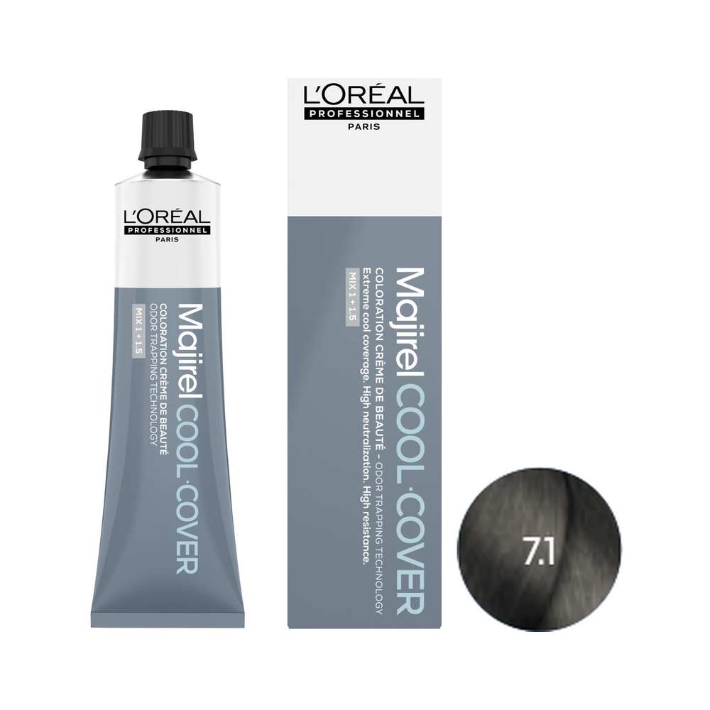 L'Oréal Professionnel Majirel Cool Cover | Trwała farba do włosów o chłodnych odcieniach - kolor 7.1 blond popielaty 60ml