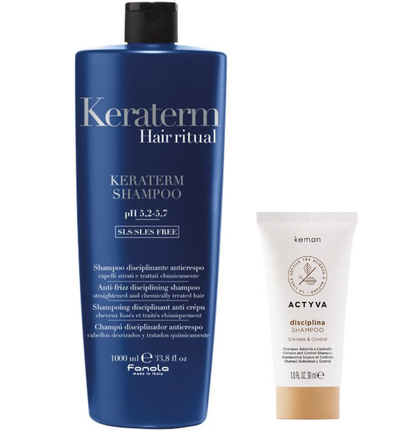 Kemon Kemon Actyva Disciplina + Fanola Keraterm | Zestaw wygładzający: szampon 30ml + szampon 1000ml