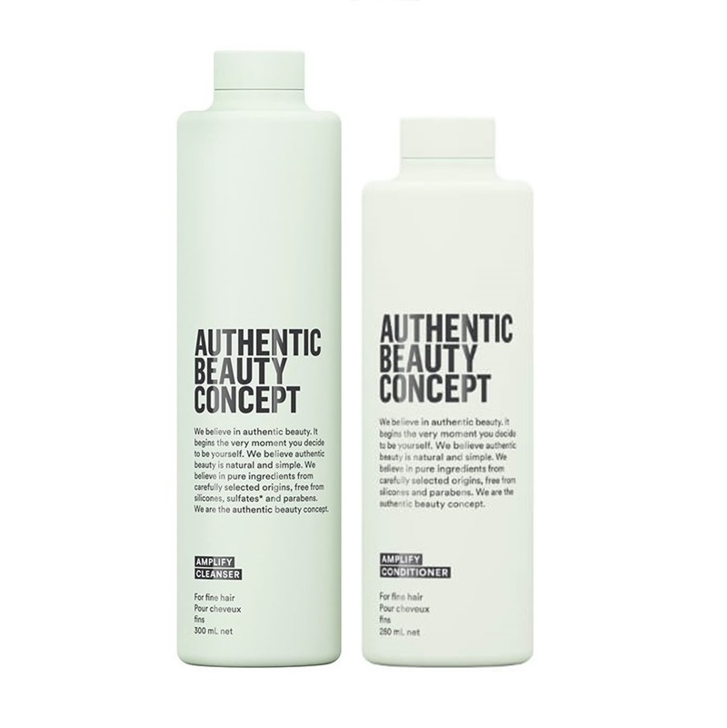 Authentic Beauty Concept Amplify | Zestaw wzmacniający do włosów cienkich: szampon 300ml + odżywka 250ml