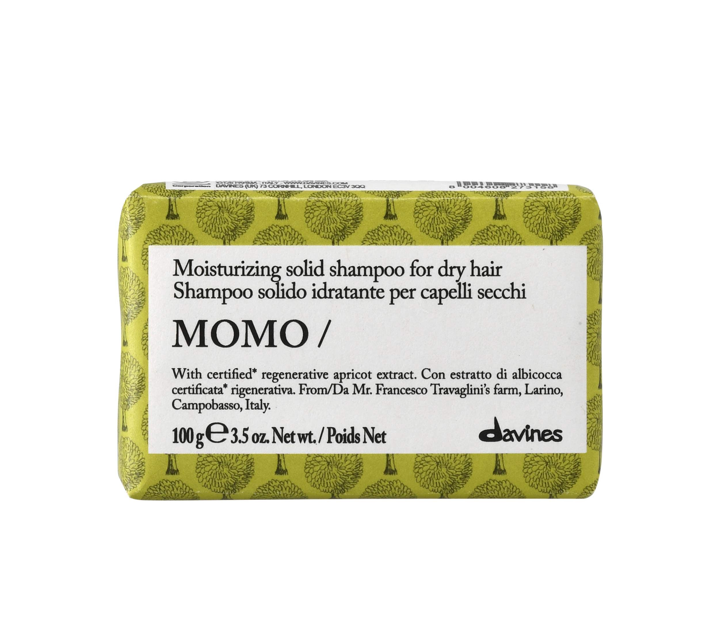 Davines Momo | Nawilżający szampon w kostce do włosów suchych 100g