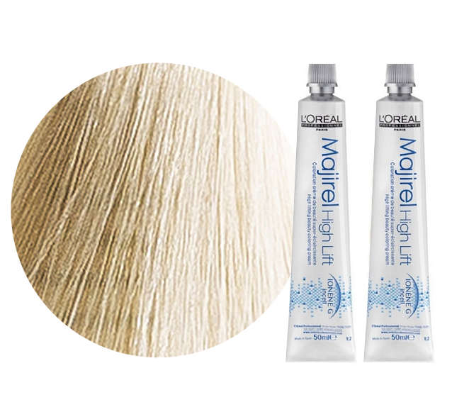 L'Oréal Professionnel Majirel High Lift | Zestaw: trwała farba rozjaśniająca włosy - kolor ASH PLUS popielaty głęboki 2x50ml