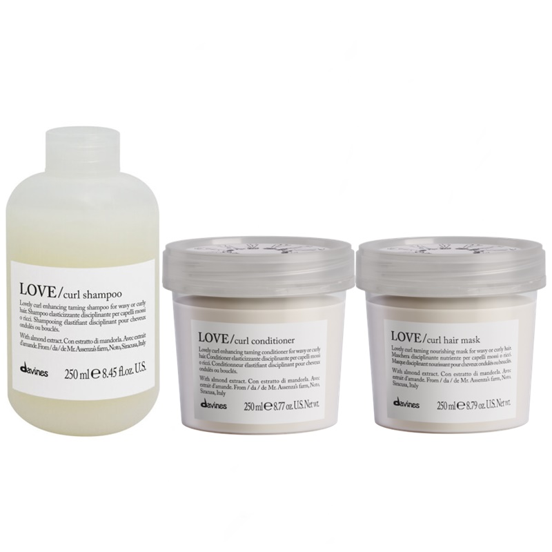 Davines Love Curl | Zestaw podkreślający skręt włosów: szampon 250ml + odżywka 250ml + maska 250ml