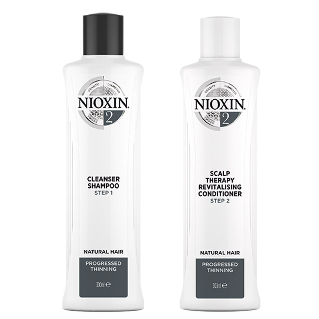 Nioxin System 2 | Zestaw przeciw wypadaniu do włosów naturalnych i znacznie przerzedzonych: szampon 300ml + odżywka 300ml