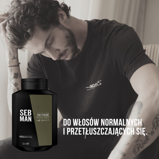 Seb Man The Purist | Szampon oczyszczający do włosów przetłuszczających się i z łupieżem 250ml