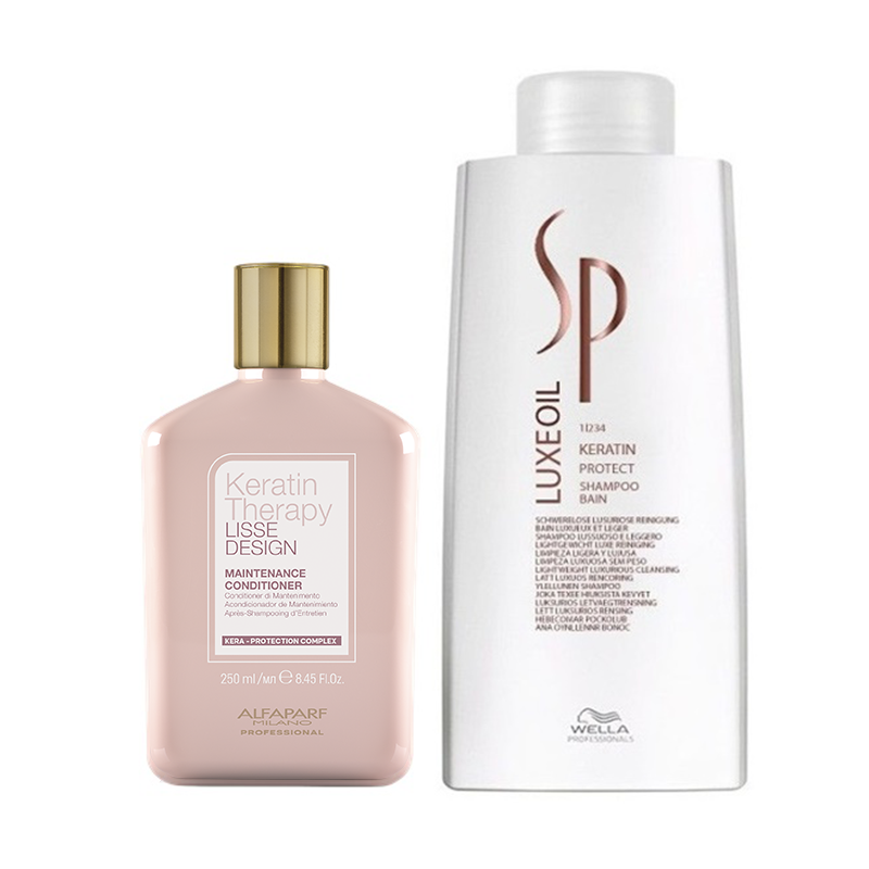 Alfaparf Keratin Therapy Maintenance and SP Luxe Oil Keratin | Zestaw wygładzająco-regenerujący: odżywka 250ml + szampon 1000ml 