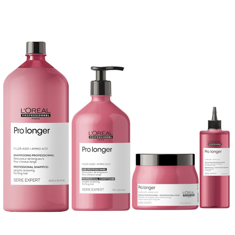 L'Oréal Professionnel Pro Longer | Zestaw do włosów długich: szampon 1500ml + odżywka 750ml + maska 500ml + koncentrat pogrubiający końcówki włosów 400ml