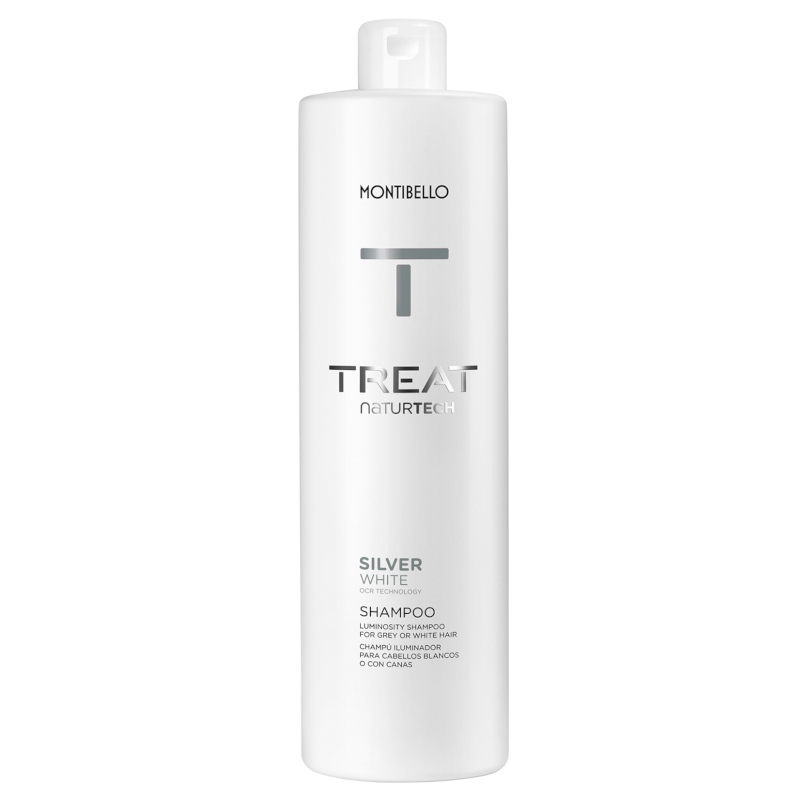 Montibello Treat Naturtech Silver White | Szampon neutralizujący żółte odcienie na włosach siwych i bardzo jasnych 1000ml