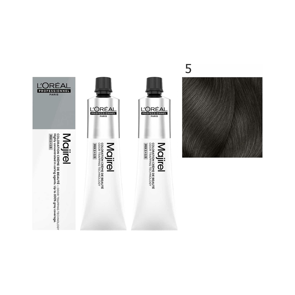 L'Oréal Professionnel Majirel | Zestaw: trwała farba do włosów - kolor 5 jasny brąz 2x60ml