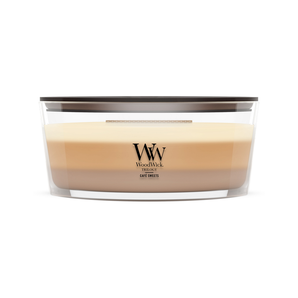 WoodWick Trilogy Café Sweets | Świeca zapachowa z drewnianym knotem 453,5g