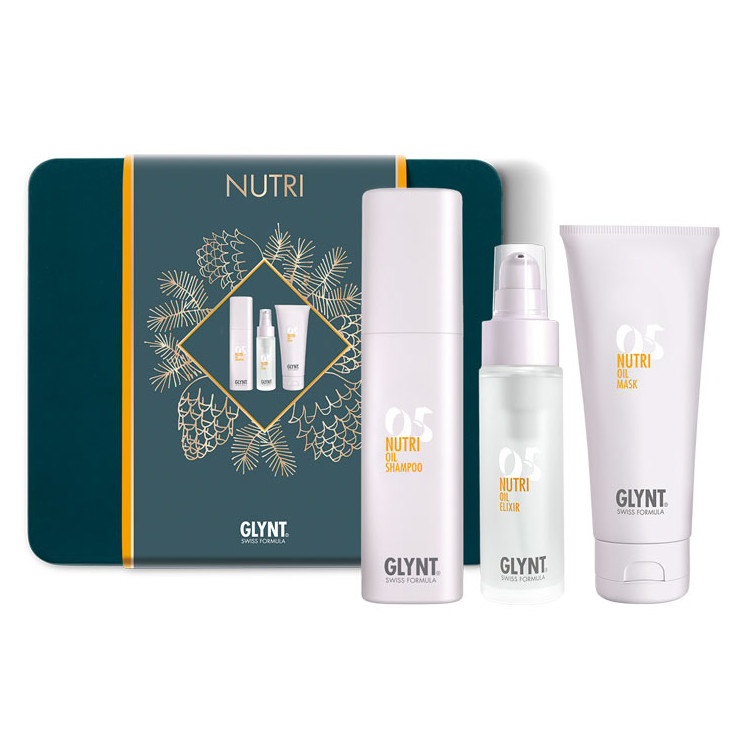 GLYNT Nutri | Zestaw do włosów suchych i zniszczonych: szampon 100ml + maska 100ml + eliksir pielęgnacyjny 30ml