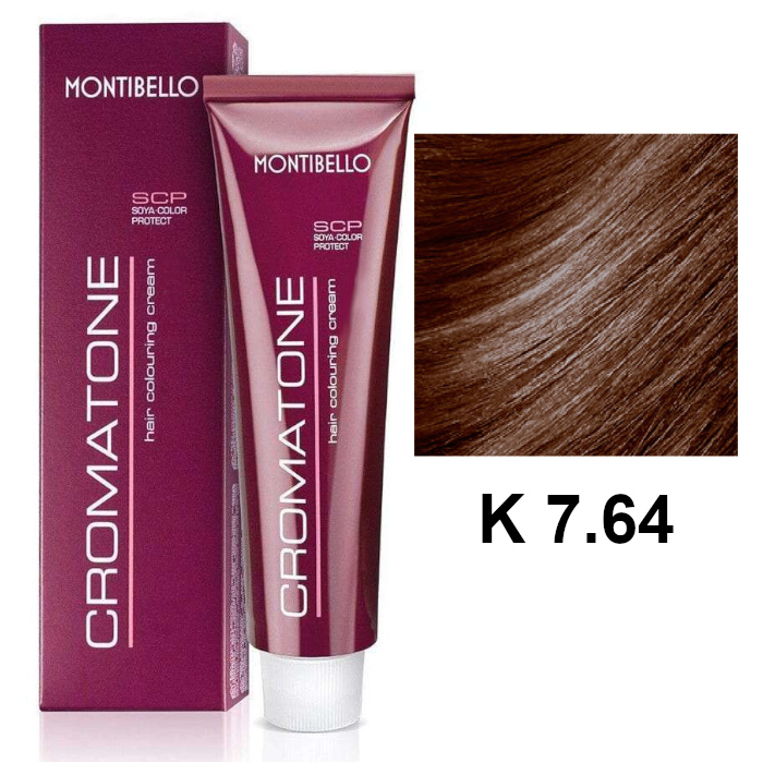 Montibello Cromatone K | Trwała farba do włosów - kolor K 7.64 miedziany kasztanowy blond 60ml