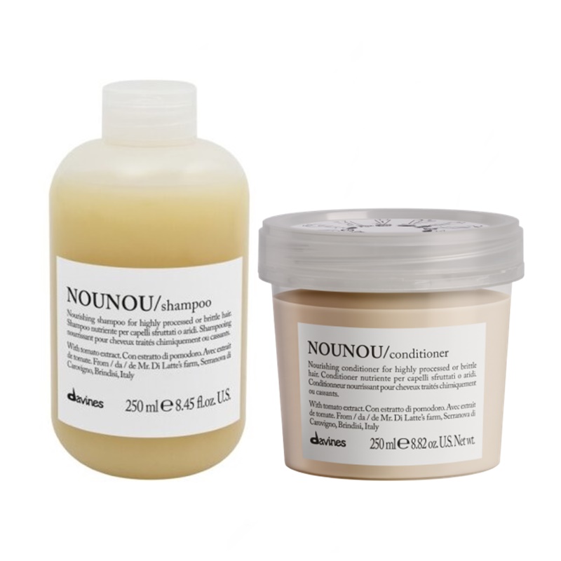 Davines Nounou | Zestaw do włosów zniszczonych: szampon 250ml + odżywka 250ml 